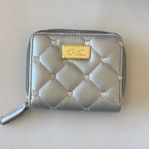 Love Betsy Metallic Silver Quilted Heart Zip Wallet by
